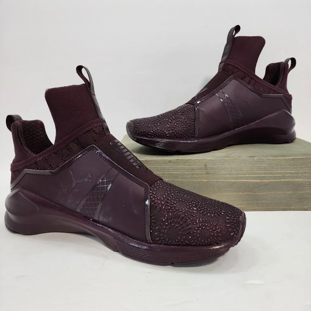 Puma Womens Fierce KRM Sneakers 9 High Top Burgundy Trainers - Picture 2 of 10